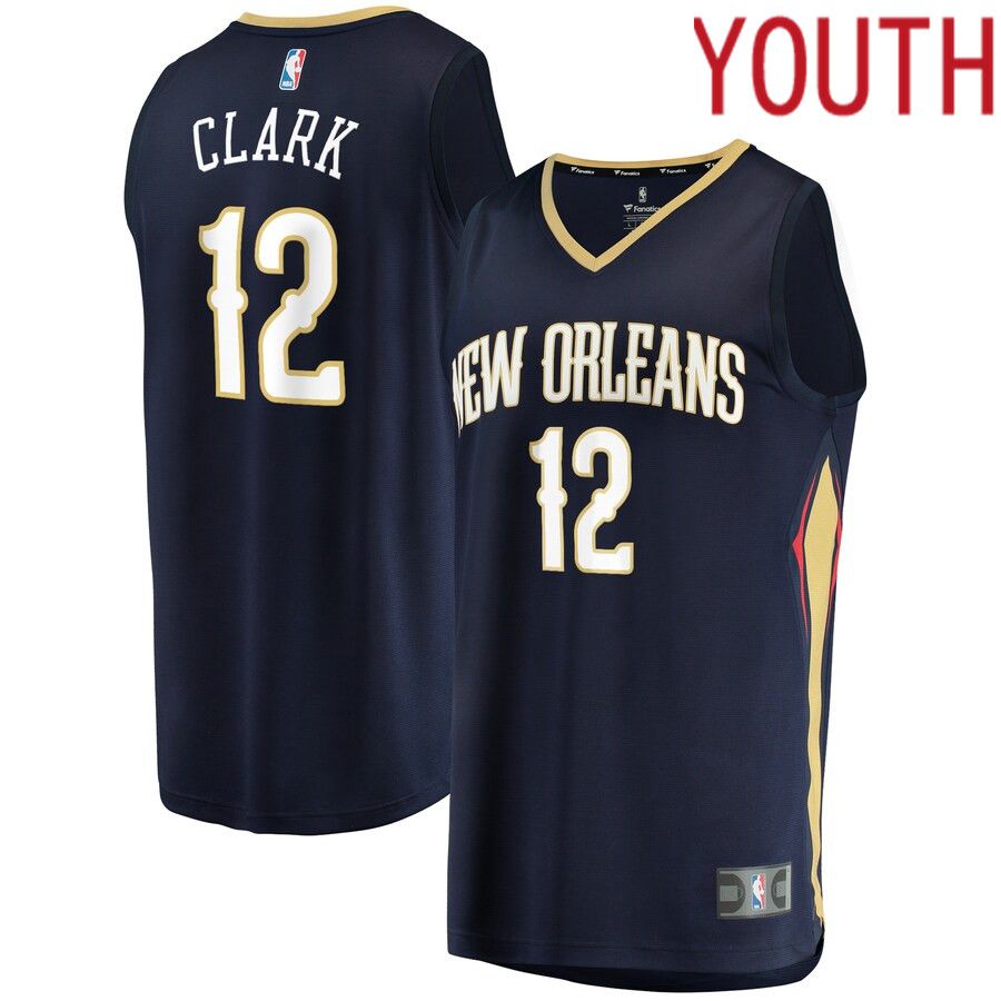 Youth New Orleans Pelicans 12 Gary Clark Fanatics Branded Navy Icon Edition 2021-22 Fast Break Replica NBA Jersey